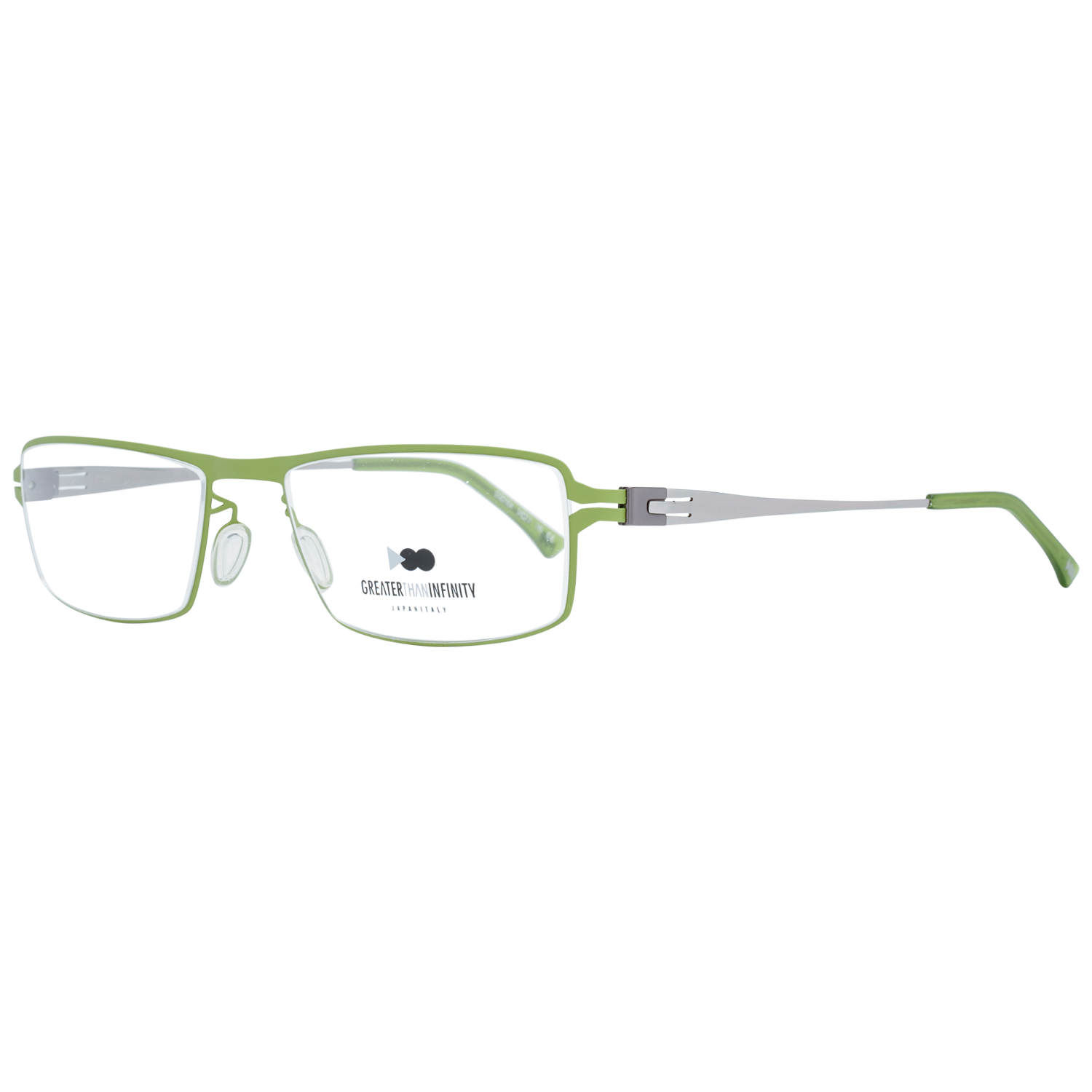 Greater Than Infinity glasses in Green with Metal frame, model Greater Than Infinity Optical Frames GT007 54V04N, from Burghley & Co – Luxury eyewear UK