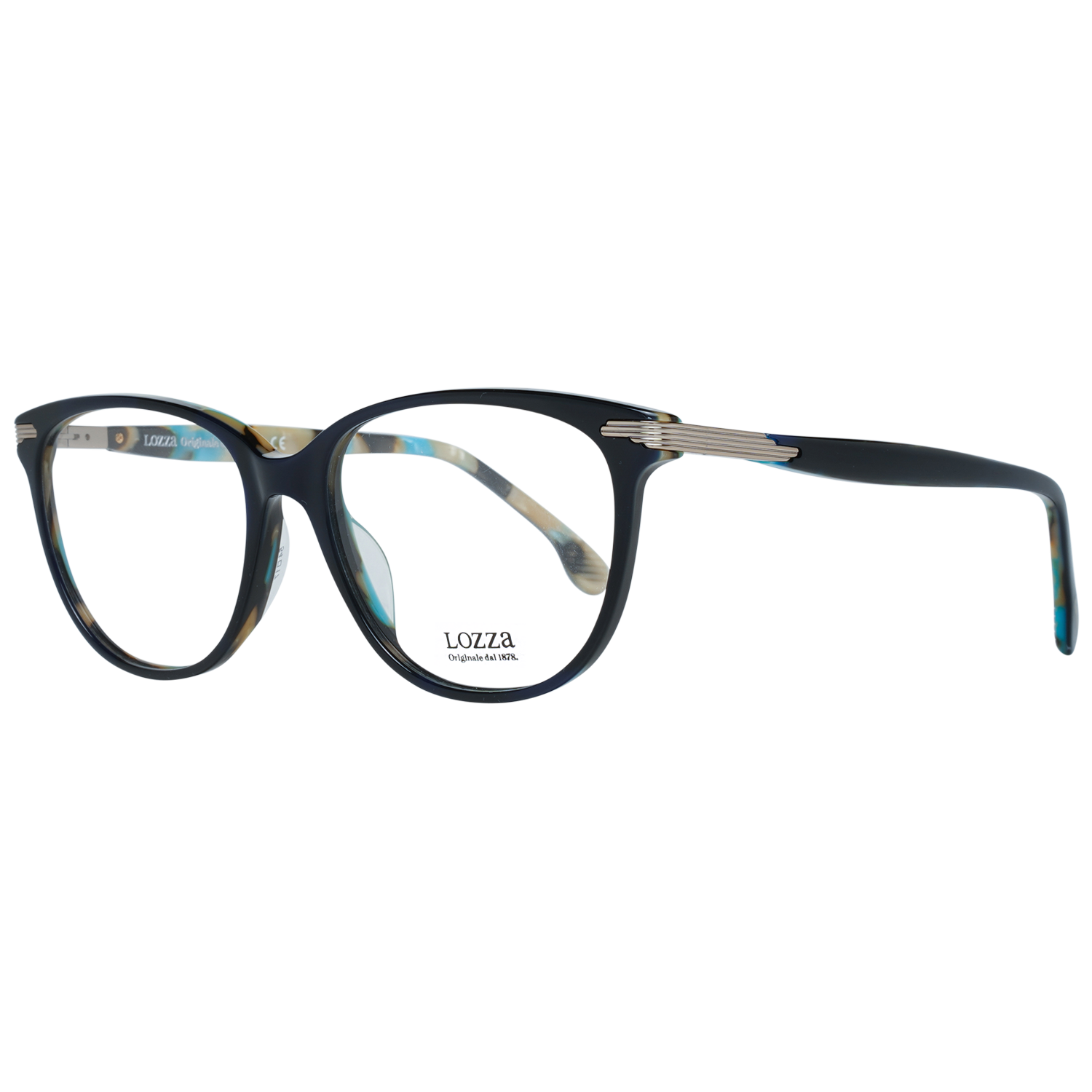 Lozza Round glasses in Blue with Plastic frame, model Lozza Optical Frames VL4107 540AT5, from Burghley & Co – Luxury eyewear UK