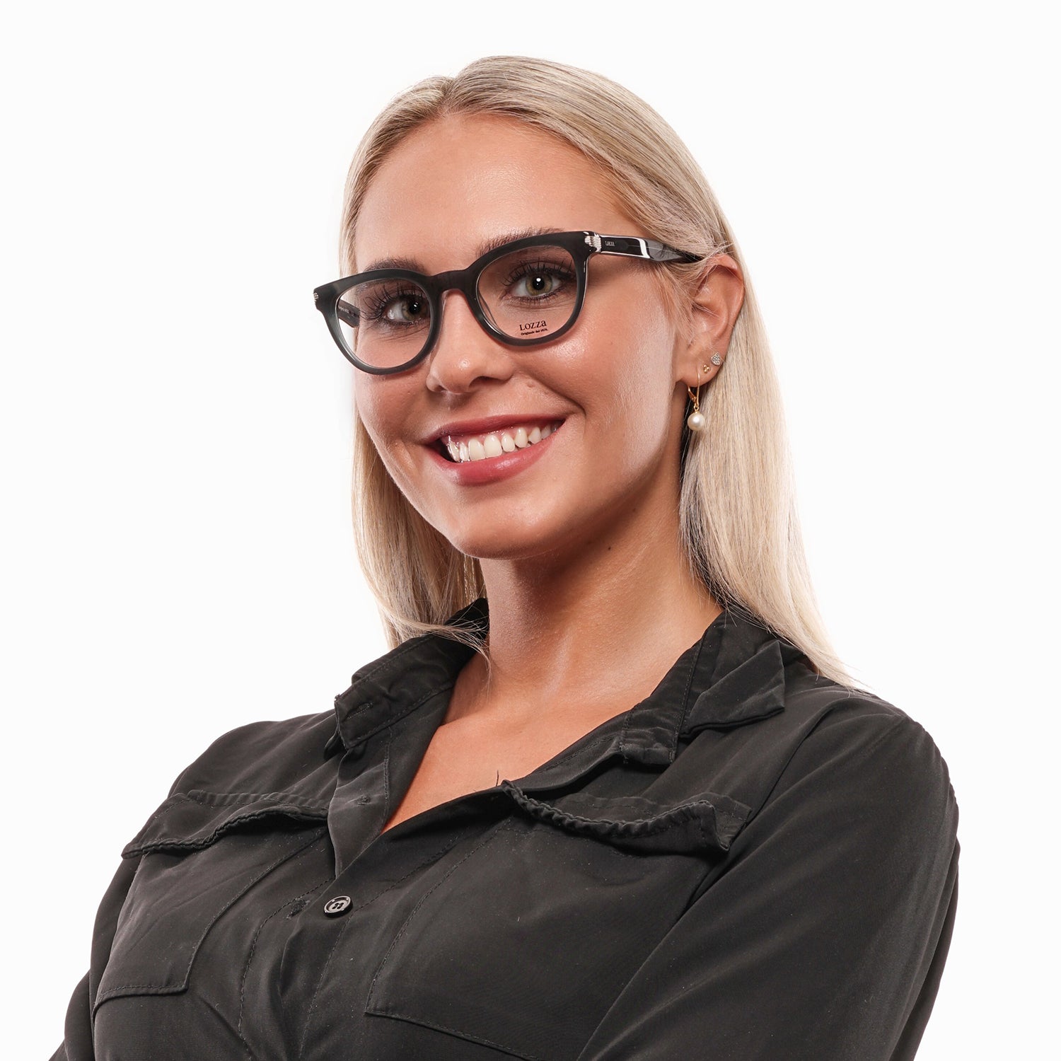 Lozza Round glasses in Green with Plastic frame, model Lozza Optical Frames VL4124 470T92, from Burghley & Co – Luxury eyewear UK