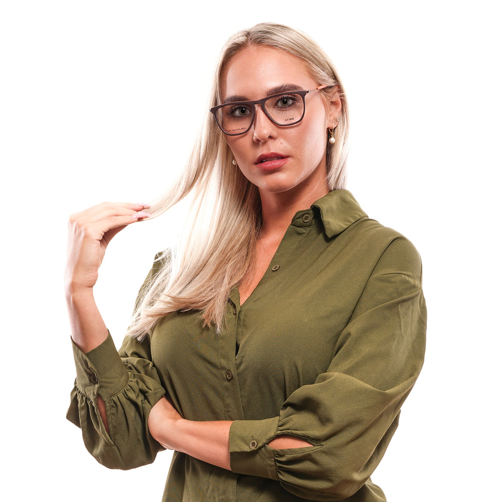 Sting Rectangle glasses in Brown with Metal frame, model Sting Optical Frames VST066 529ZZM, from Burghley & Co – Luxury eyewear UK