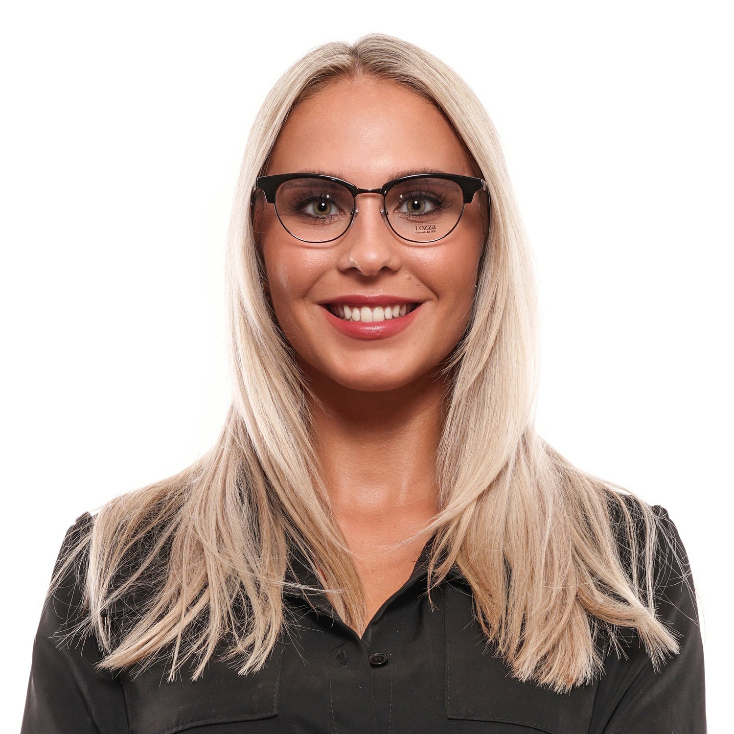 Lozza Round glasses in Black with Plastic frame, model Lozza Optical Frames VL4142 500BLK, from Burghley & Co – Luxury eyewear UK