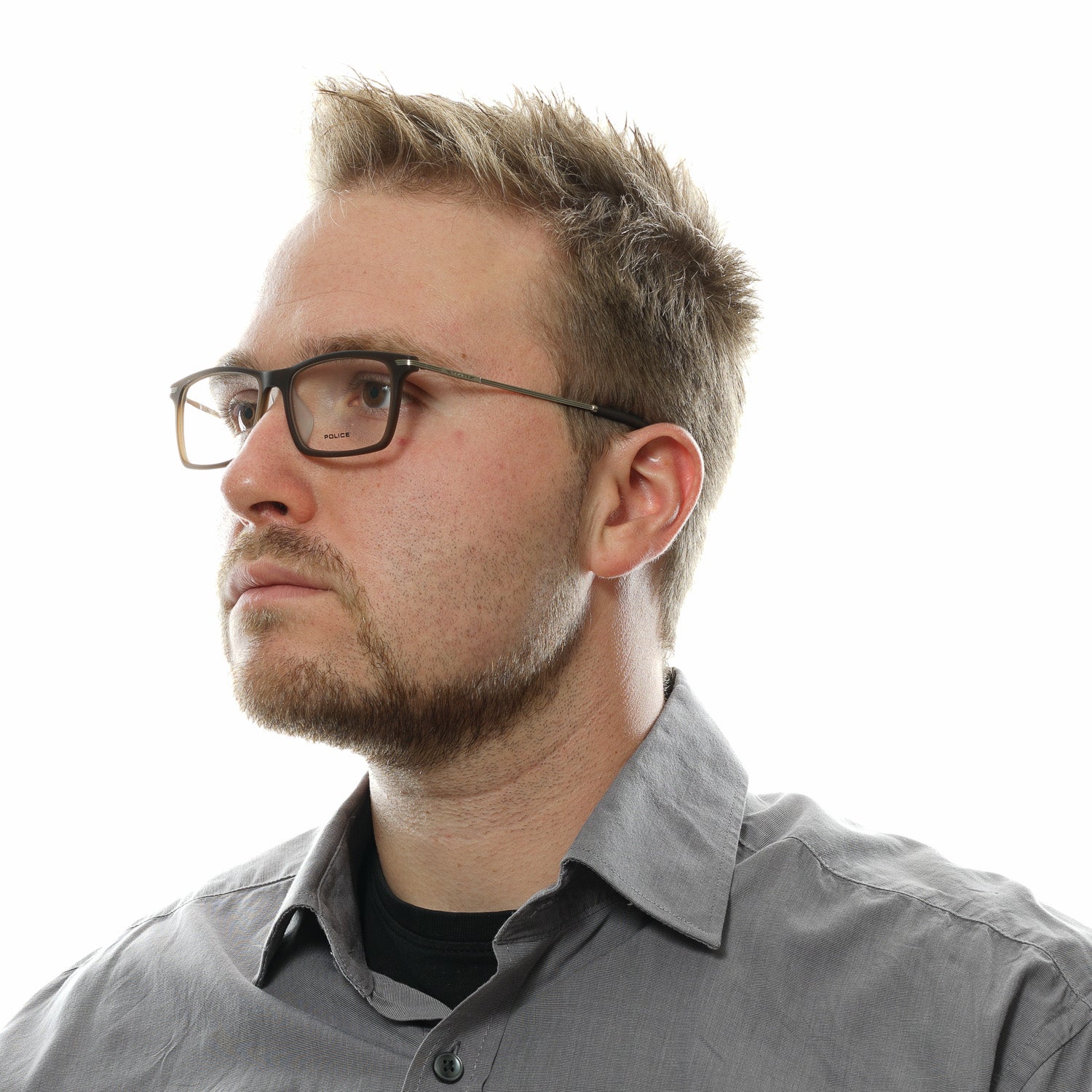 Police Rectangle glasses in Brown with Metal frame, model Police Optical Frames PL473 526W8M, from Burghley & Co – Luxury eyewear UK