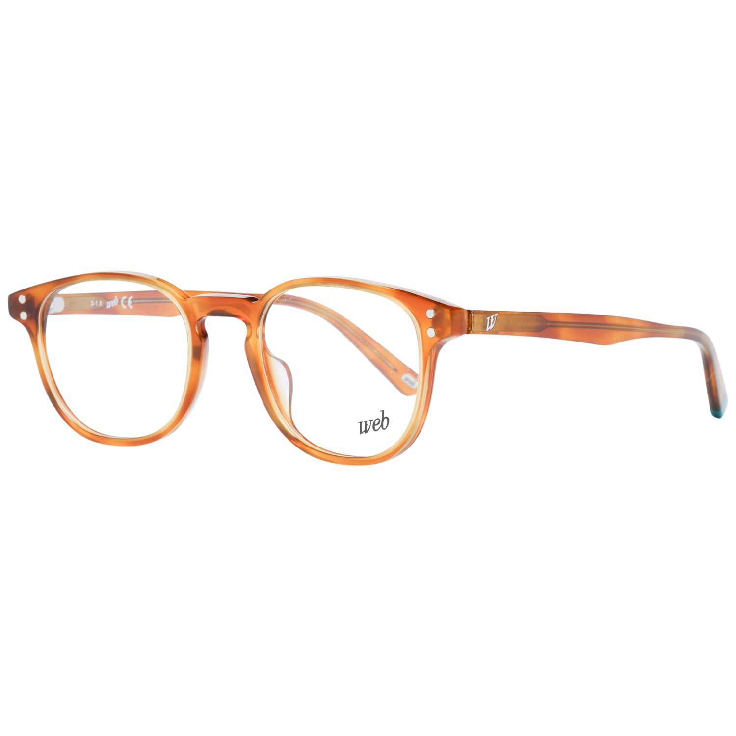 Web Round glasses in Orange with Plastic frame, model Web Optical Frame WE5280 053 46, from Burghley & Co – Luxury eyewear UK