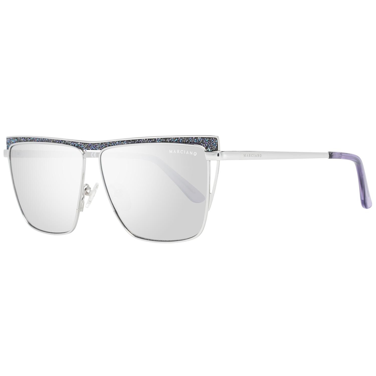 Marciano by Guess Rectangle sunglasses in Silver with Metal frame, model Marciano by Guess Sunglasses GM0797 10Z 57, from Burghley & Co – Luxury eyewear UK