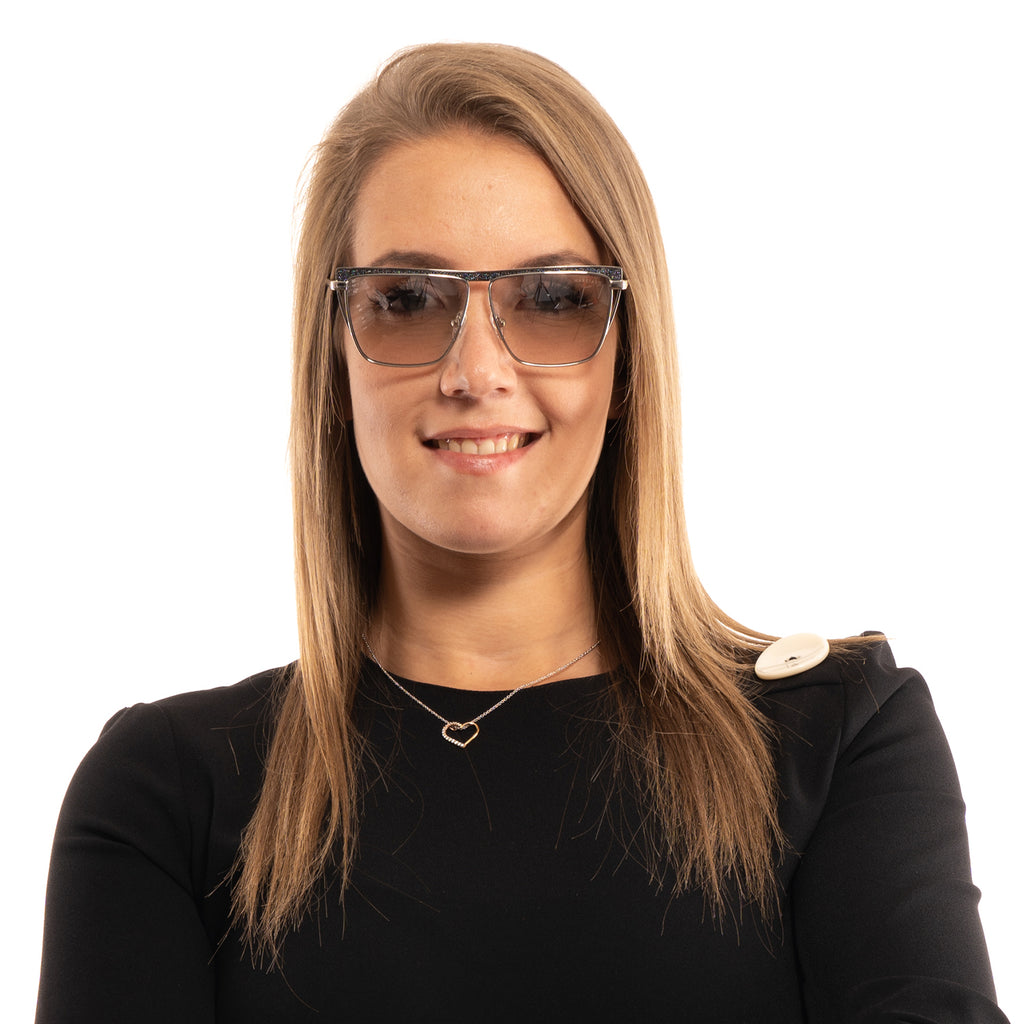 Marciano by Guess Rectangle sunglasses in Silver with Metal frame, model Marciano by Guess Sunglasses GM0797 10Z 57, from Burghley & Co – Luxury eyewear UK