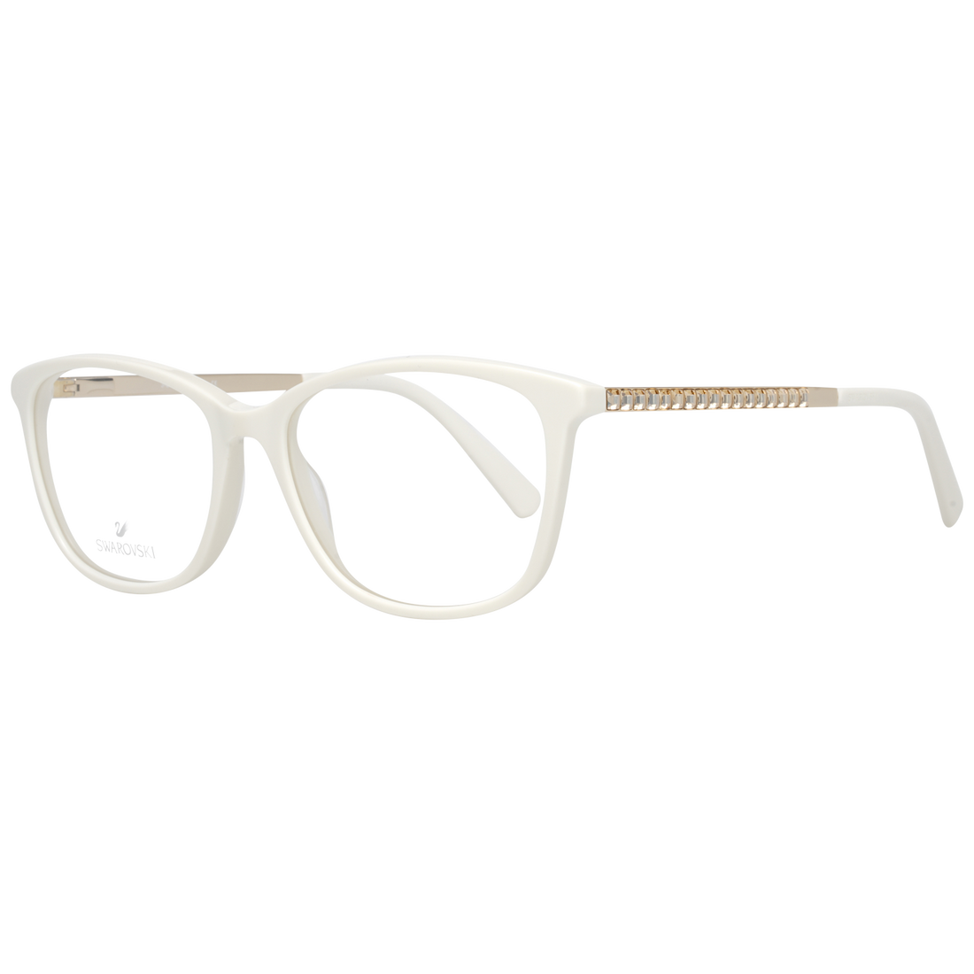 Swarovski Rectangle glasses in White with Metal frame, model Swarovski Optical Frames SK5308 52021, from Burghley & Co – Luxury eyewear UK