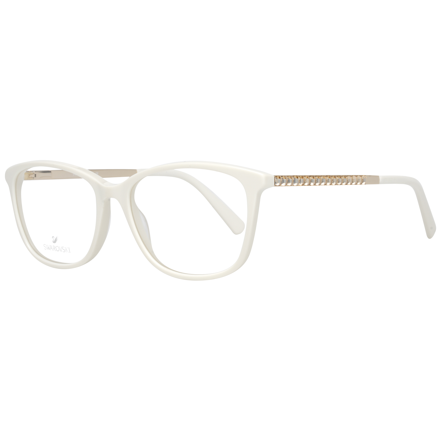 Swarovski Rectangle glasses in White with Metal frame, model Swarovski Optical Frames SK5308 52021, from Burghley & Co – Luxury eyewear UK