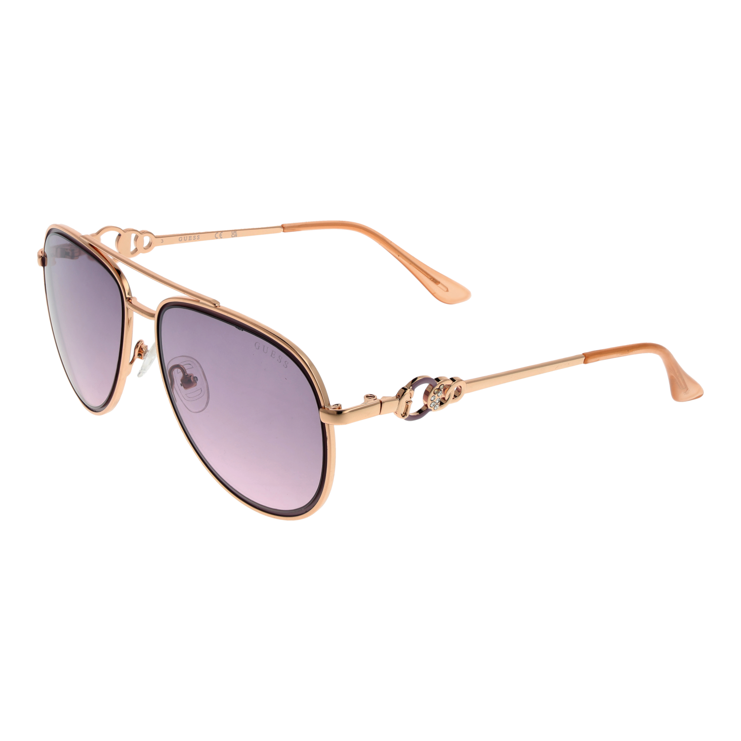 Guess Aviator sunglasses in Gold and Pink with Metal frame, model Guess Sunglasses GF0344 5628U, from Burghley & Co – Luxury eyewear UK