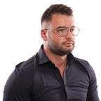 Bally Aviator glasses in Gunmetal with Metal frame, model Bally Optical Frames BY5013-H 57008, from Burghley & Co – Luxury eyewear UK