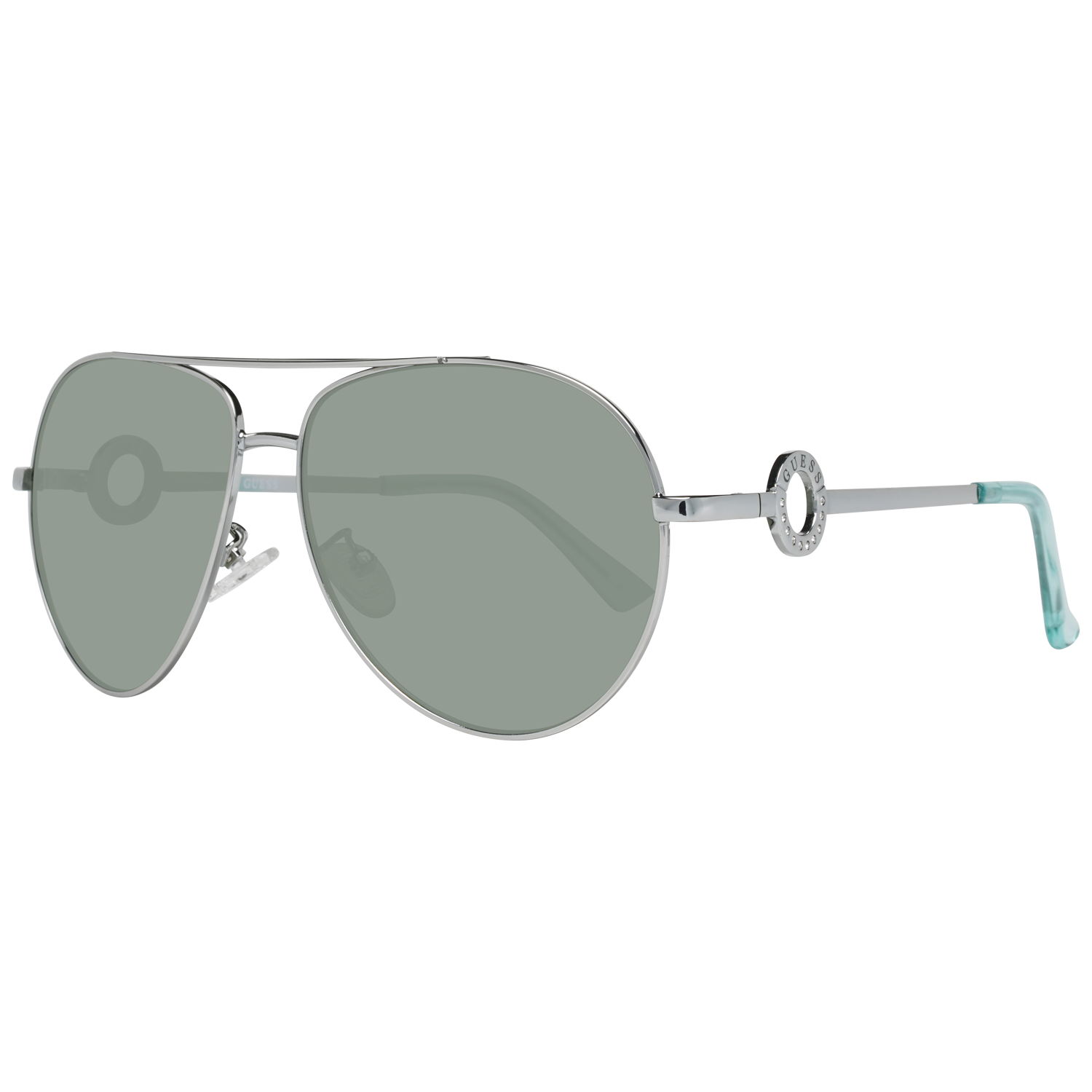 Guess Aviator sunglasses in Silver with Metal frame, model Guess Sunglasses GF0364 5910X, from Burghley & Co – Luxury eyewear UK