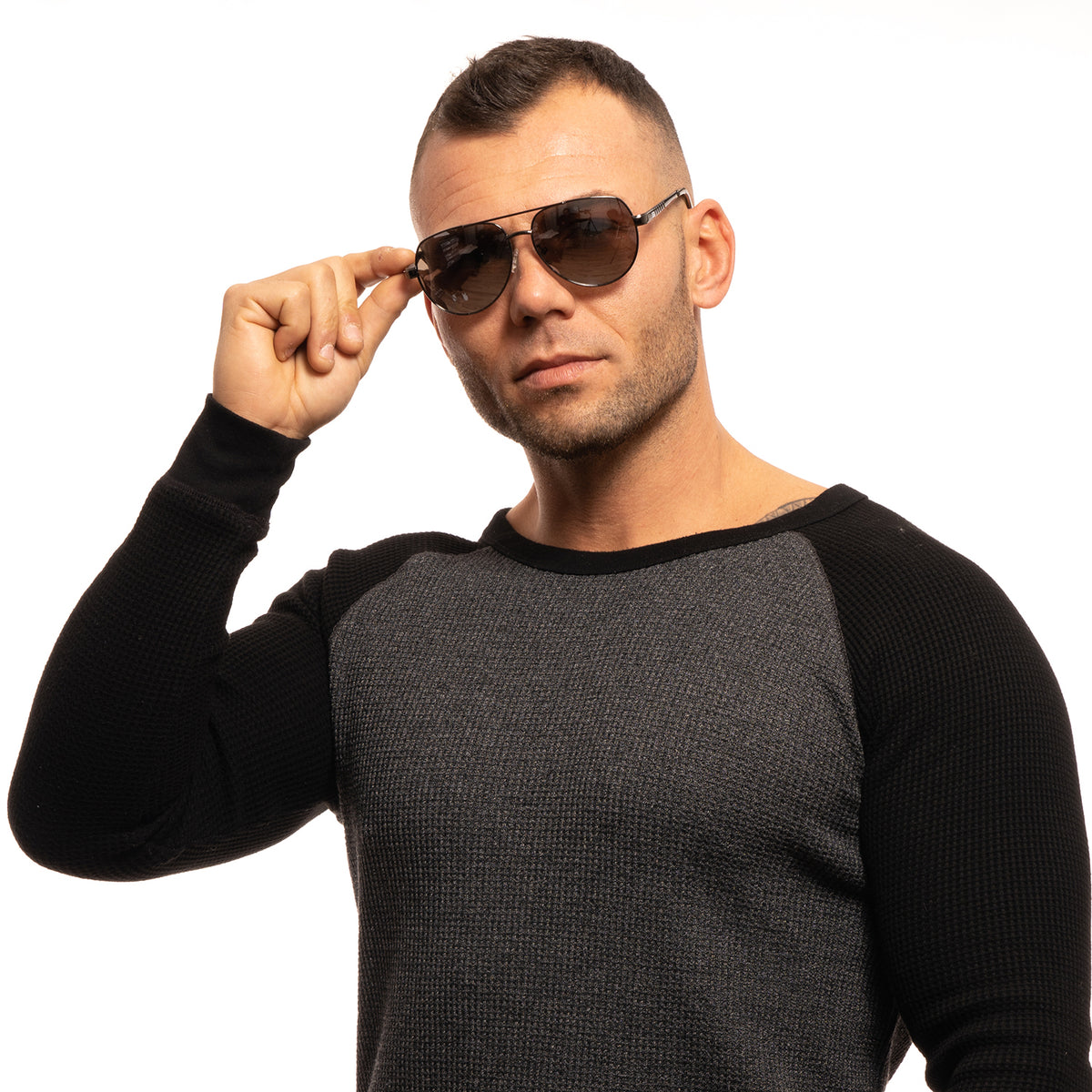 Guess Aviator sunglasses in Gunmetal with Metal frame, model Guess Sunglasses GF0215 6008C, from Burghley & Co – Luxury eyewear UK