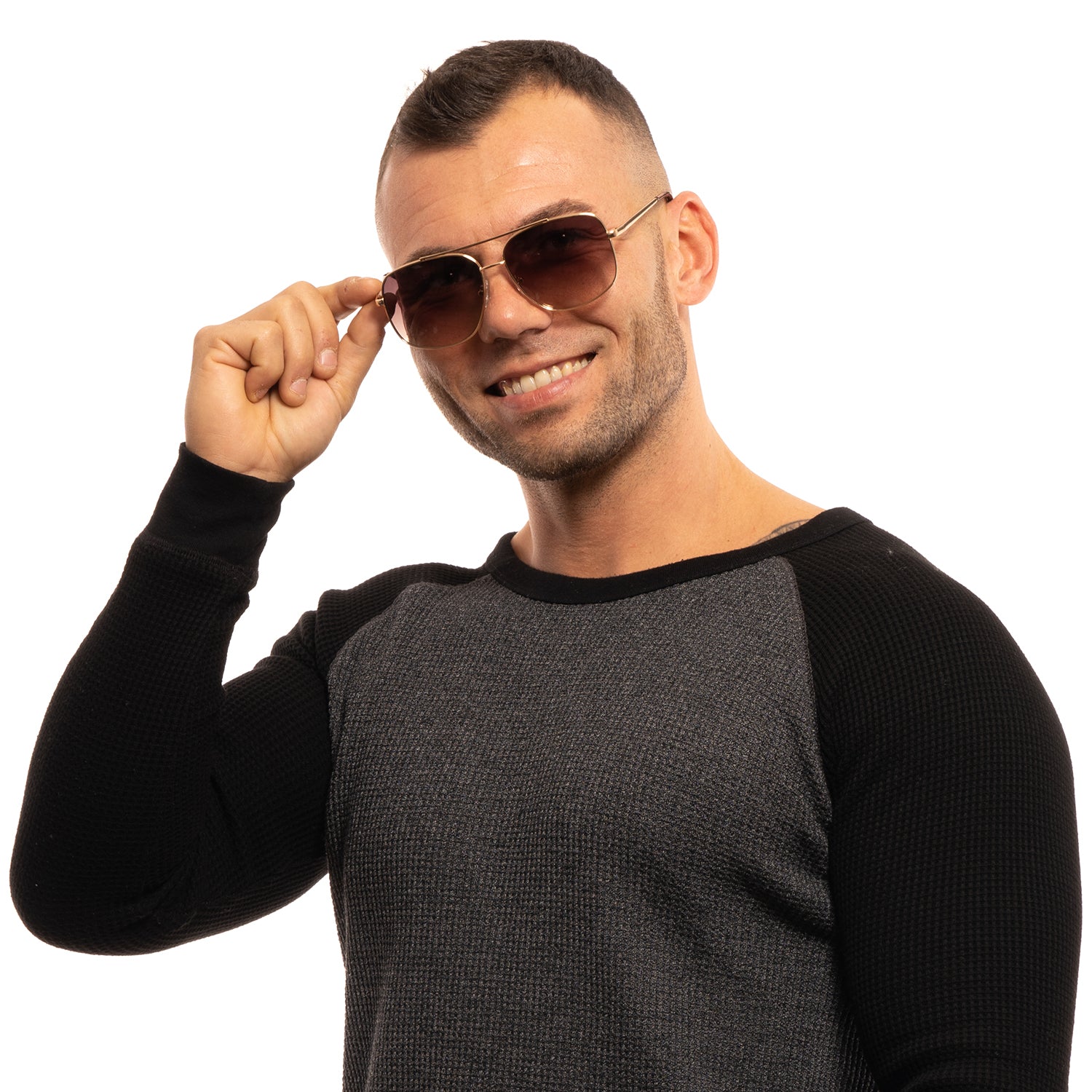 Guess Rectangle sunglasses in Gold with Metal frame, model Guess Sunglasses GF0207 32F 60, from Burghley & Co – Luxury eyewear UK