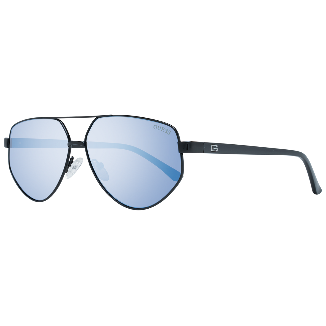 Guess Aviator sunglasses in Black with Metal frame, model Guess Sunglasses GF5076 6001X, from Burghley & Co – Luxury eyewear UK