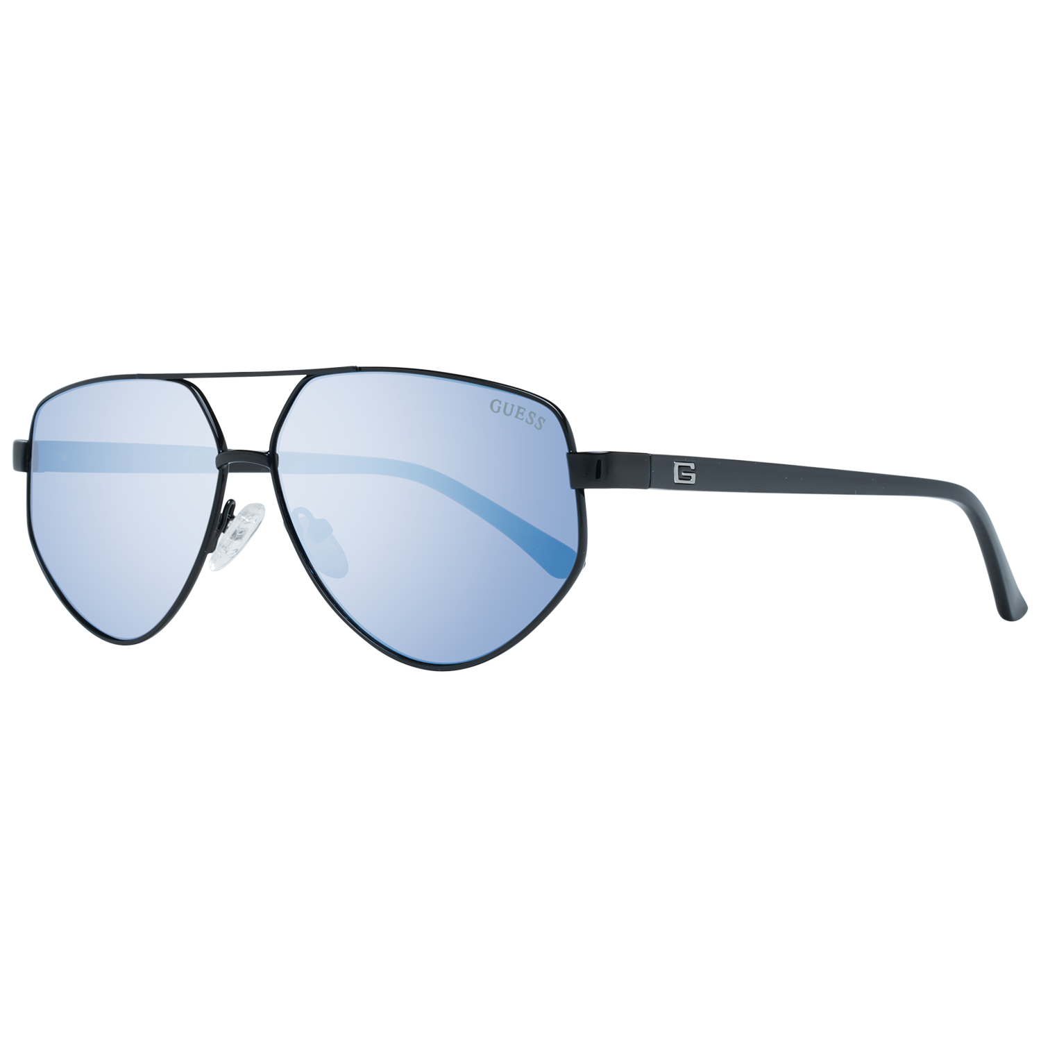 Guess Aviator sunglasses in Black with Metal frame, model Guess Sunglasses GF5076 6001X, from Burghley & Co – Luxury eyewear UK