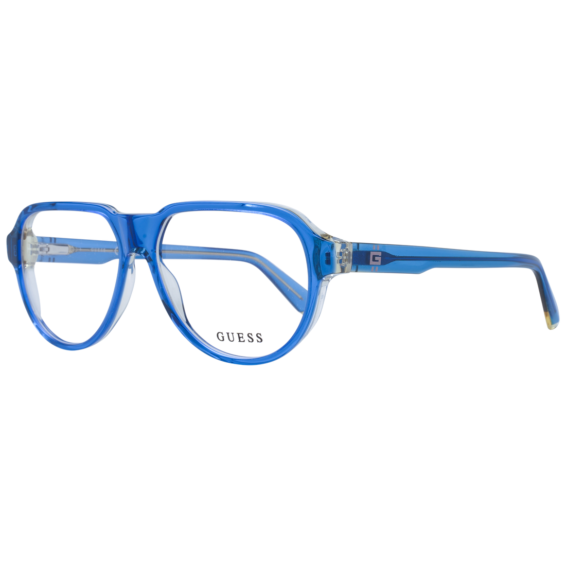 Guess Aviator glasses in Blue with Acetate frame, model Guess Optical Frames GU50090 092 56, from Burghley & Co – Luxury eyewear UK