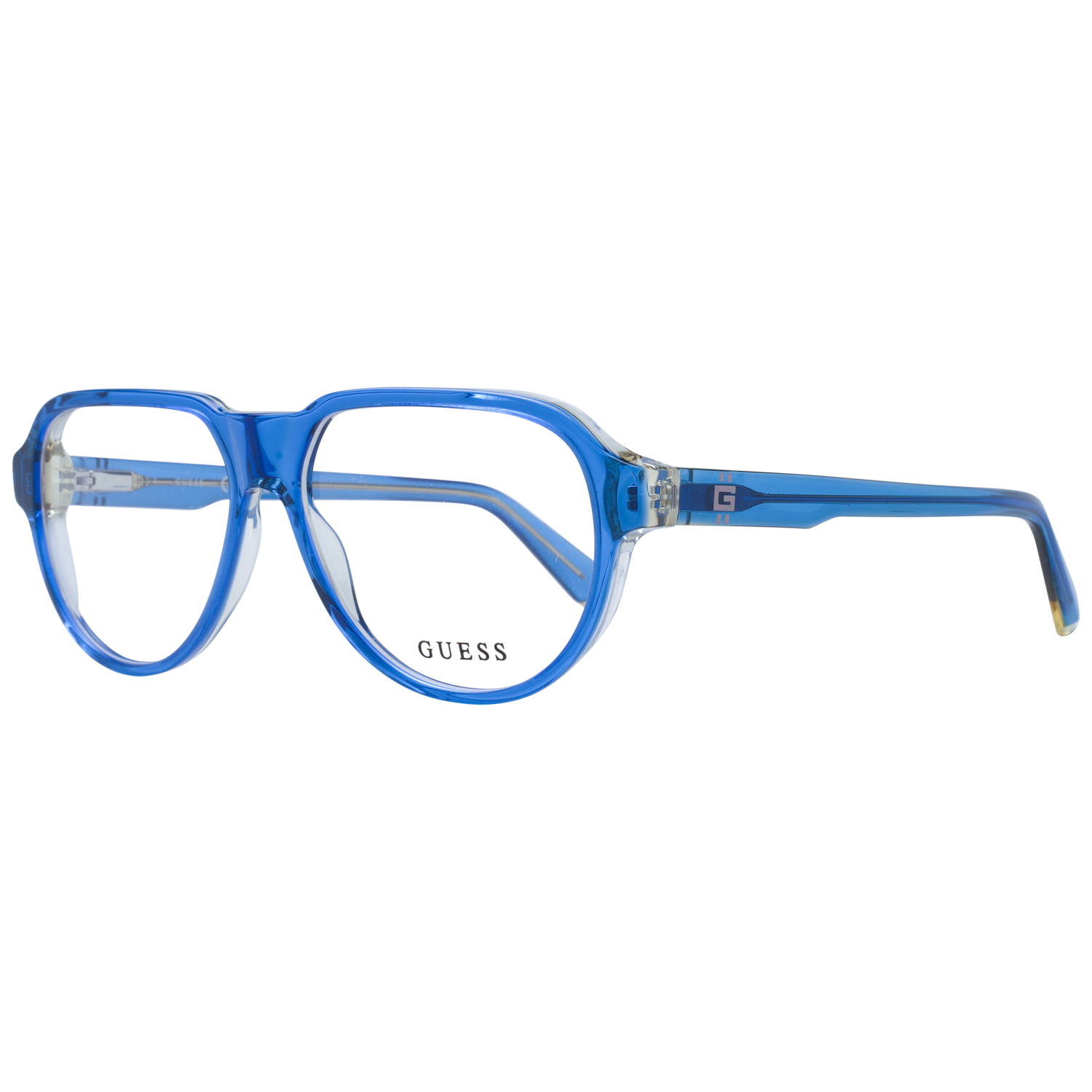 Guess Aviator glasses in Blue with Acetate frame, model Guess Optical Frames GU50090 092 56, from Burghley & Co – Luxury eyewear UK