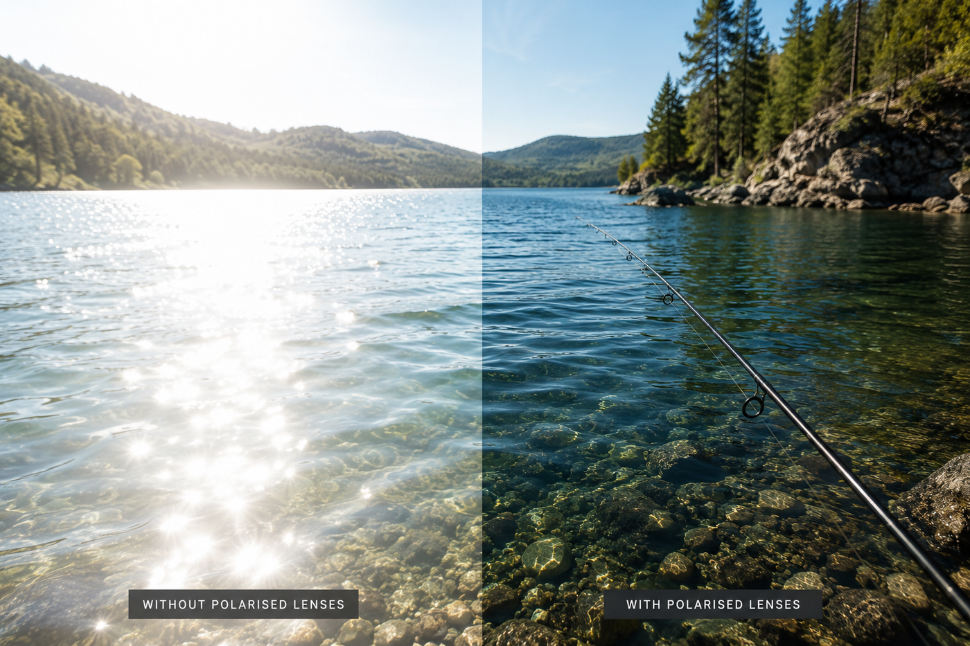 Polarised lenses reducing glare outdoors